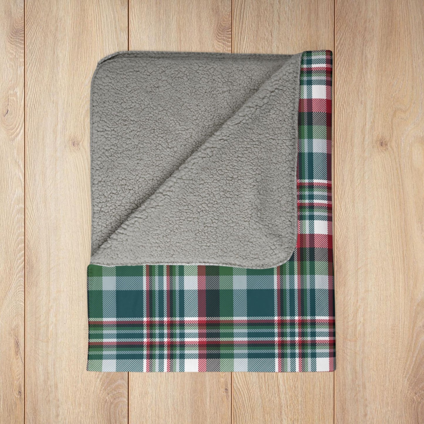 Christmas Midnight Green & Silver Philadelphia Philly PA Plaid Fleece Sherpa Blanket