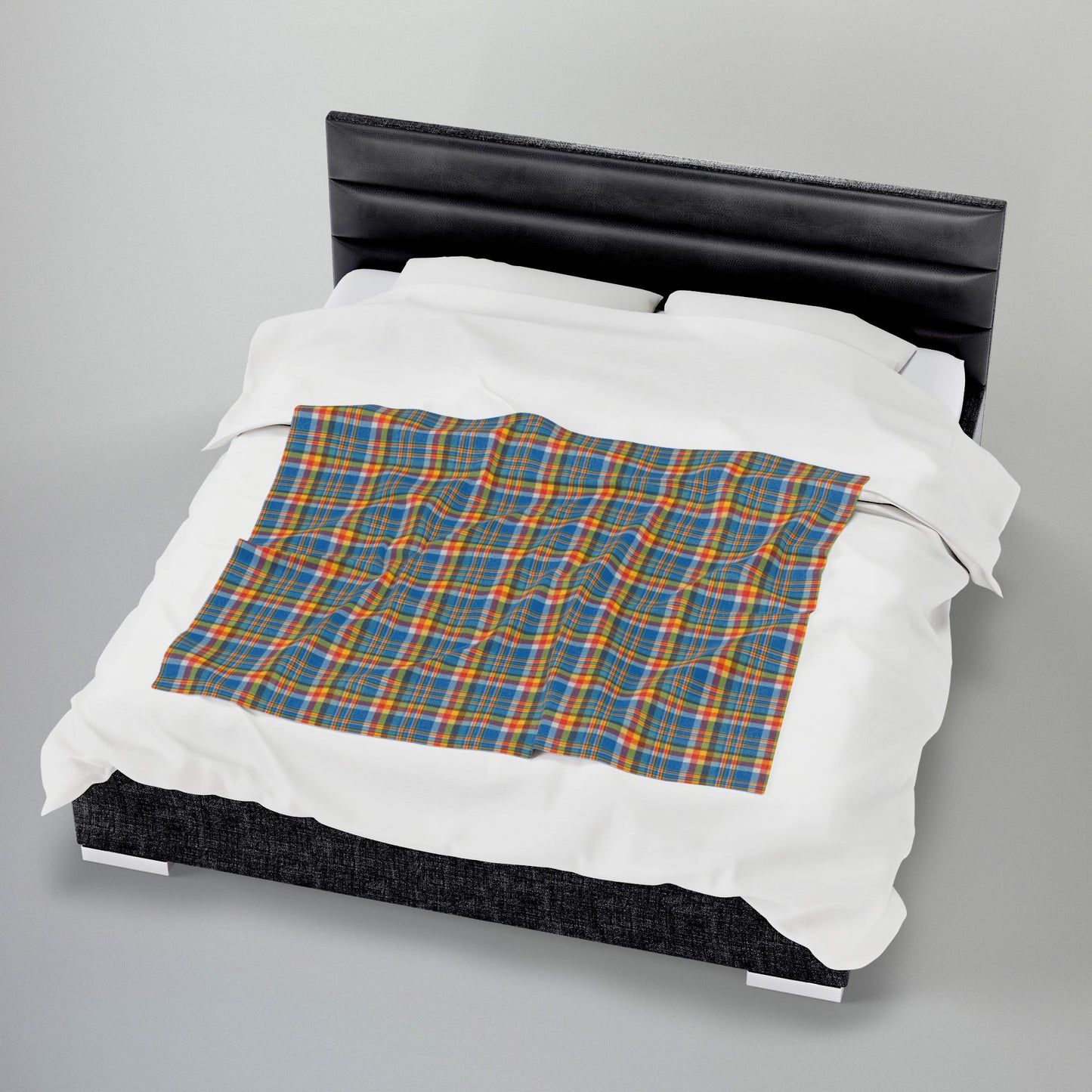 Brown, Red & Blue Ohio Plaid Velveteen Plush Blanket