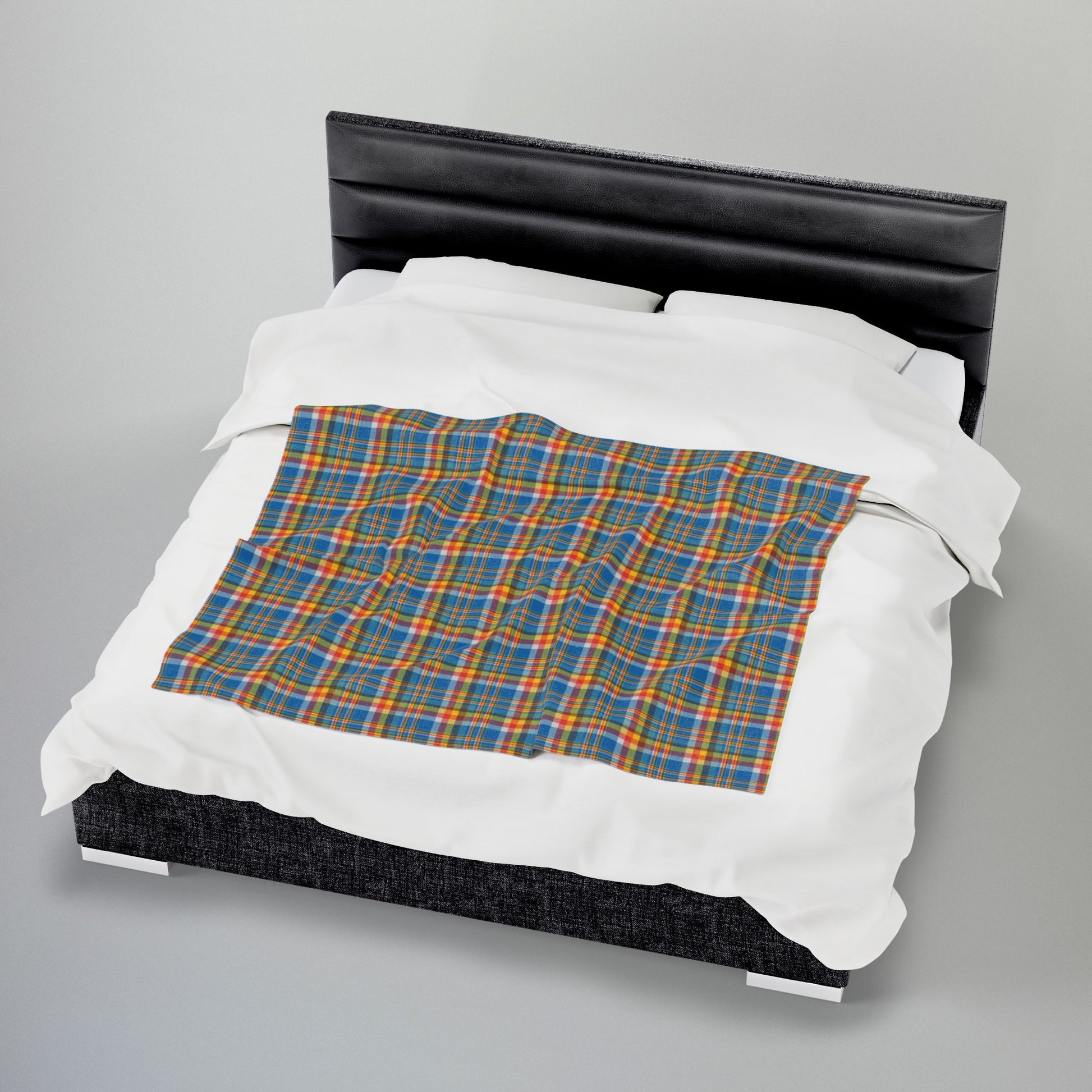 Brown, Red & Blue Ohio Plaid Velveteen Plush Blanket