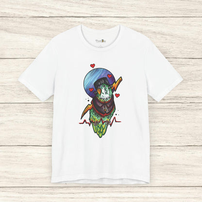 Frankenstein Lovebird, Hand-Drawn & Hand-Colored Tee