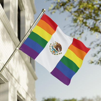 Mexico Rainbow Pride Flag with Grommets
