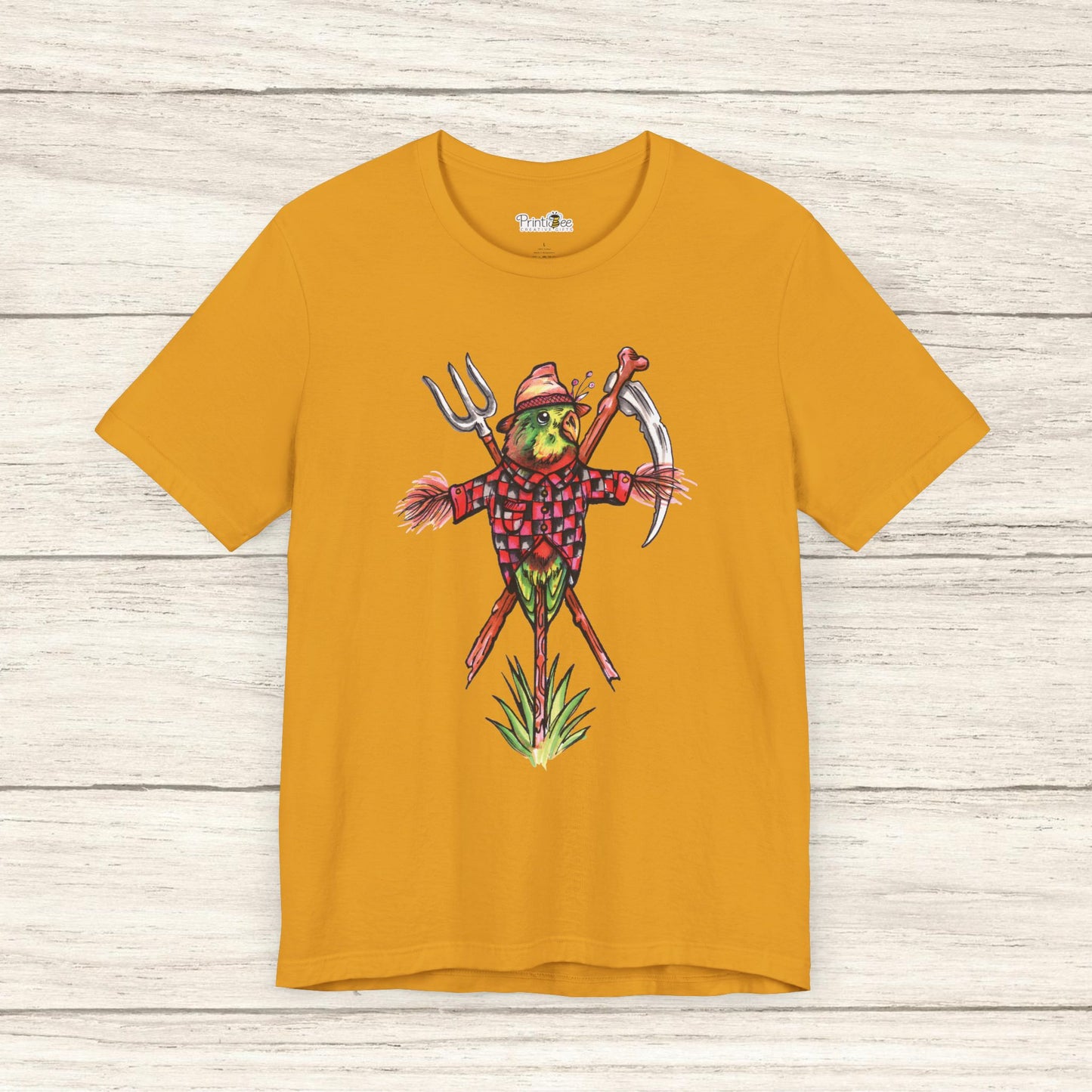 Scarecrow Lovebird, Hand-Drawn & Hand-Colored Tee