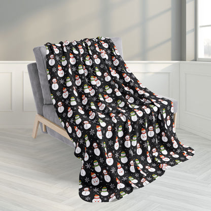 50" × 60" Kwanzaa Snowman Black Fleece Sherpa Blanket