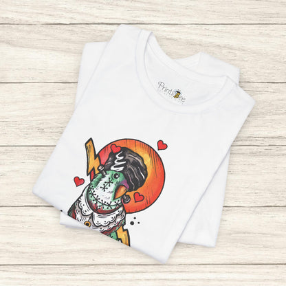 Bride of Frankenstein Lovebird, Hand-Drawn & Hand-Colored Tee