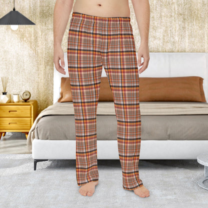 Men’s Brown, Red & Orange Ohio Plaid Pajama Pants
