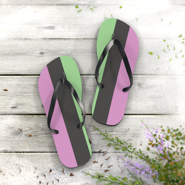 XL Black sole Desinoromantic Pride Flip Flops