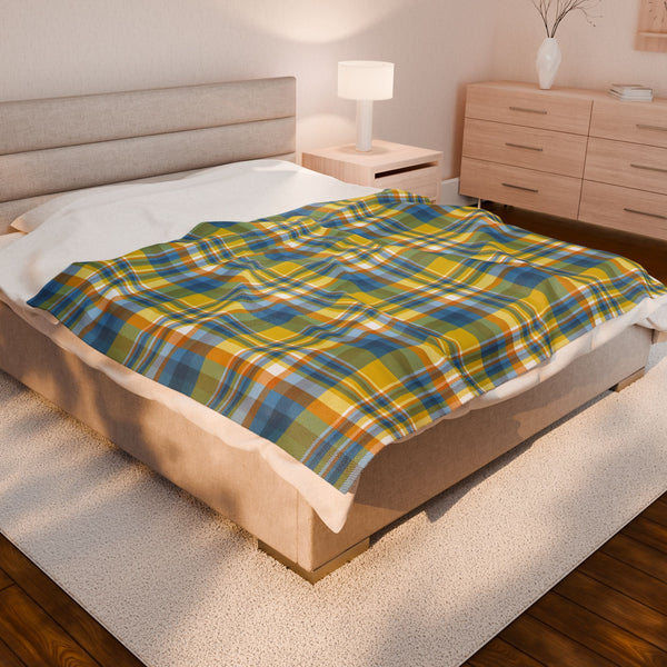 60" × 80" Aromantic Asexual Pride Plaid Velveteen Plush Blanket
