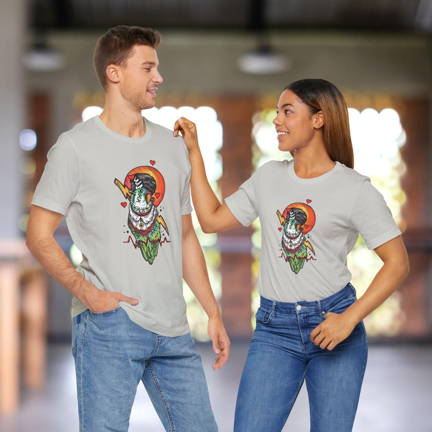 Bride of Frankenstein Lovebird, Hand-Drawn & Hand-Colored Tee