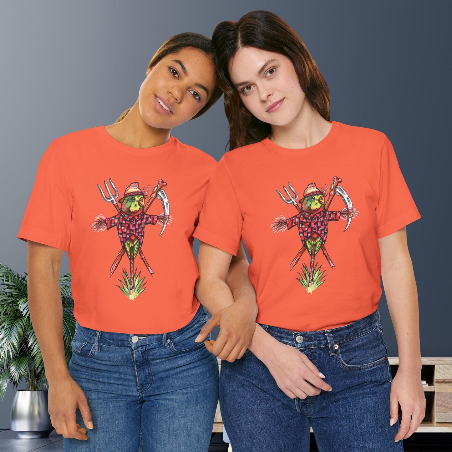 Scarecrow Lovebird, Hand-Drawn & Hand-Colored Tee