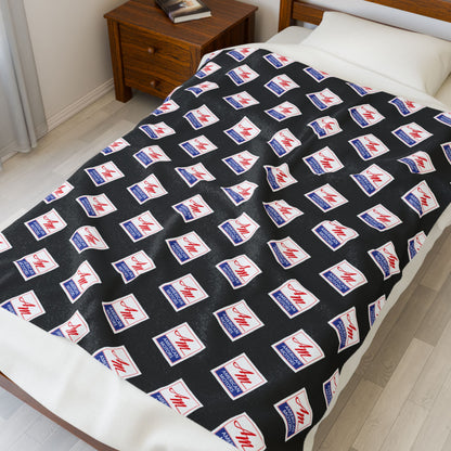 Velveteen Plush AMC American Motors Square Logo Black Blanket