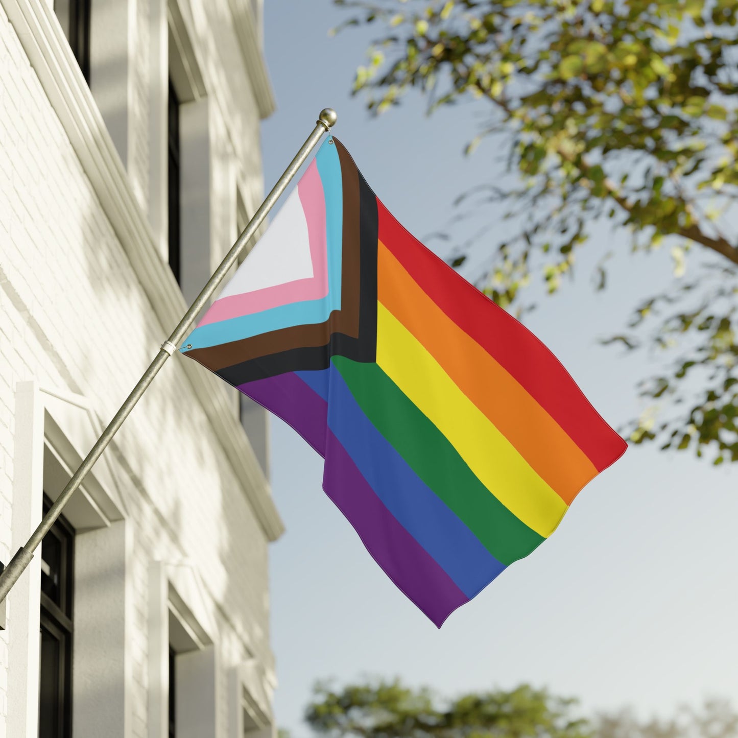 36'' × 60'' Rainbow Progress Pride Double-Sided Flag, with Left or Right Side Grommets