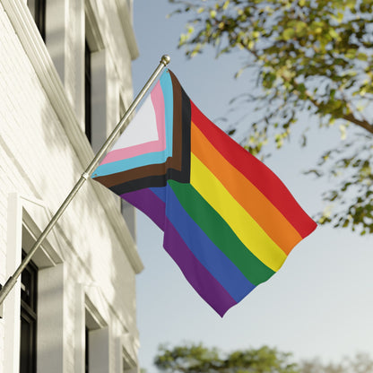 36'' × 60'' Rainbow Progress Pride Double-Sided Flag, with Left or Right Side Grommets