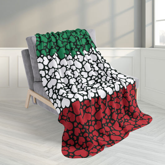 50" × 60" Grey Italy Flag Hearts Fleece Sherpa Blanket