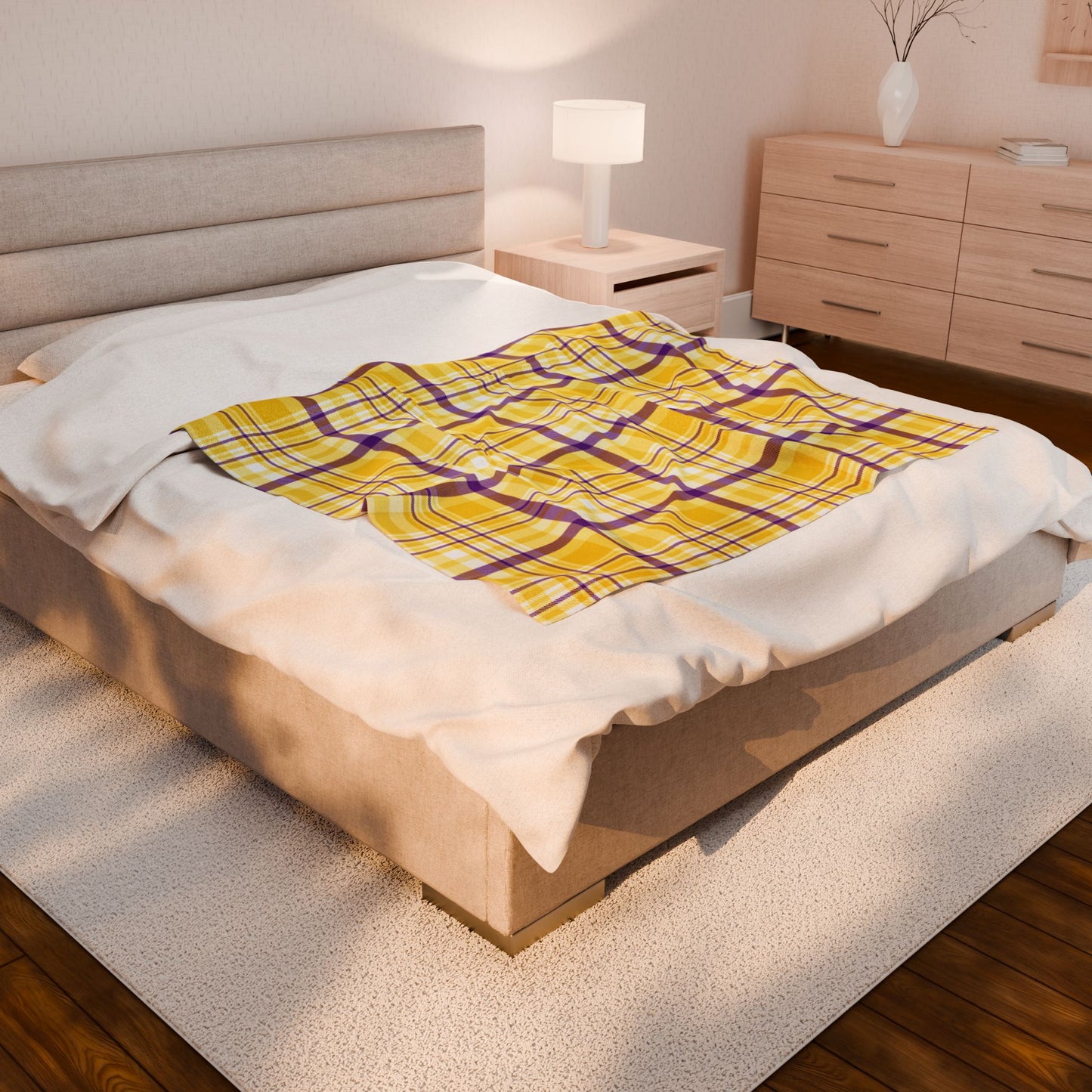 Intersex Pride Plaid Velveteen Plush Blanket