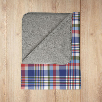 Christmas Red, White & Blue Chicago IL Fleece Sherpa Blanket