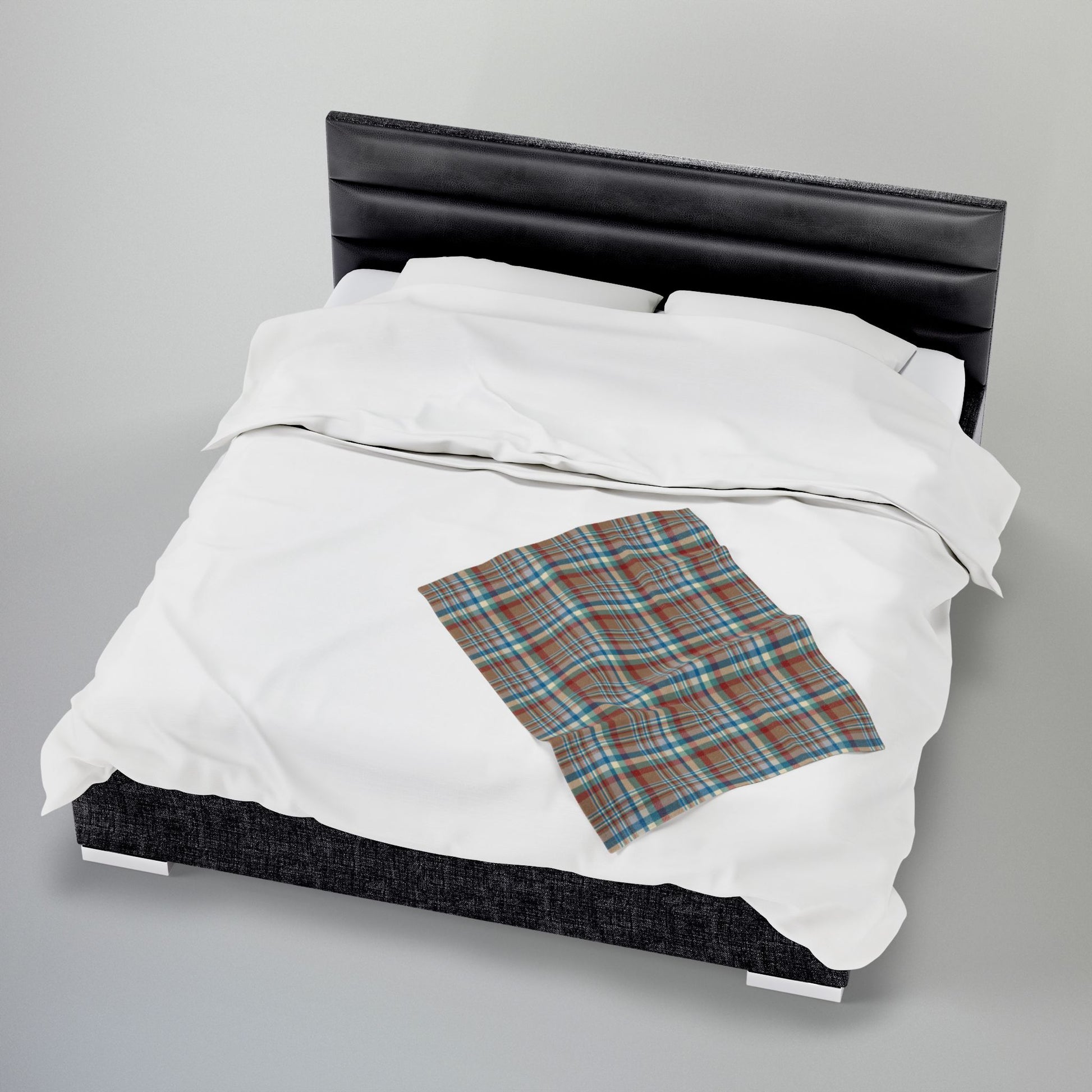 Brown, Red & Blue Aurora OH Plaid Velveteen Plush Blanket