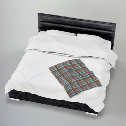 Brown, Red & Blue Aurora OH Plaid Velveteen Plush Blanket