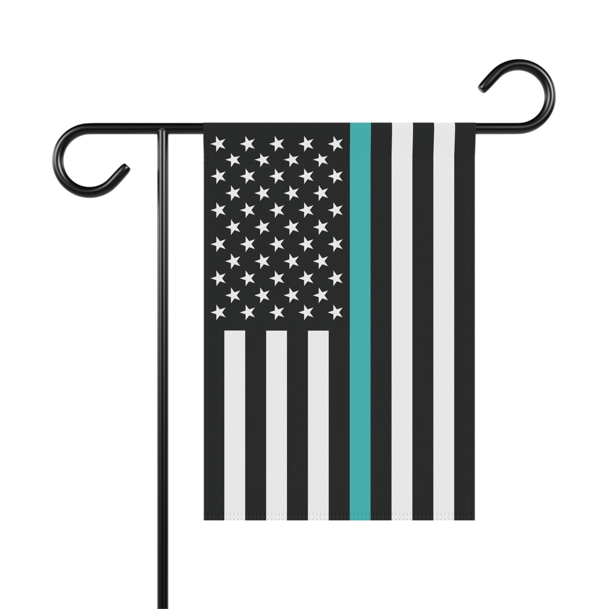 USA Thin Teal Line American Flag Garden Flag Banner