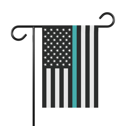 USA Thin Teal Line American Flag Garden Flag Banner