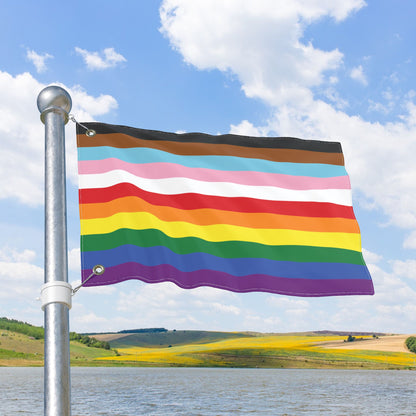 Rainbow 11-Stripe Pride for Trans and PoC Flag with Grommets