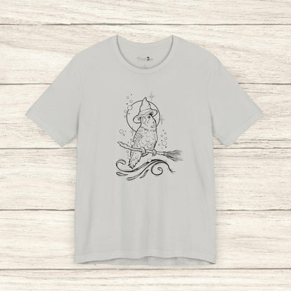 Lovebird Witch on a Broom, Line Art Tee