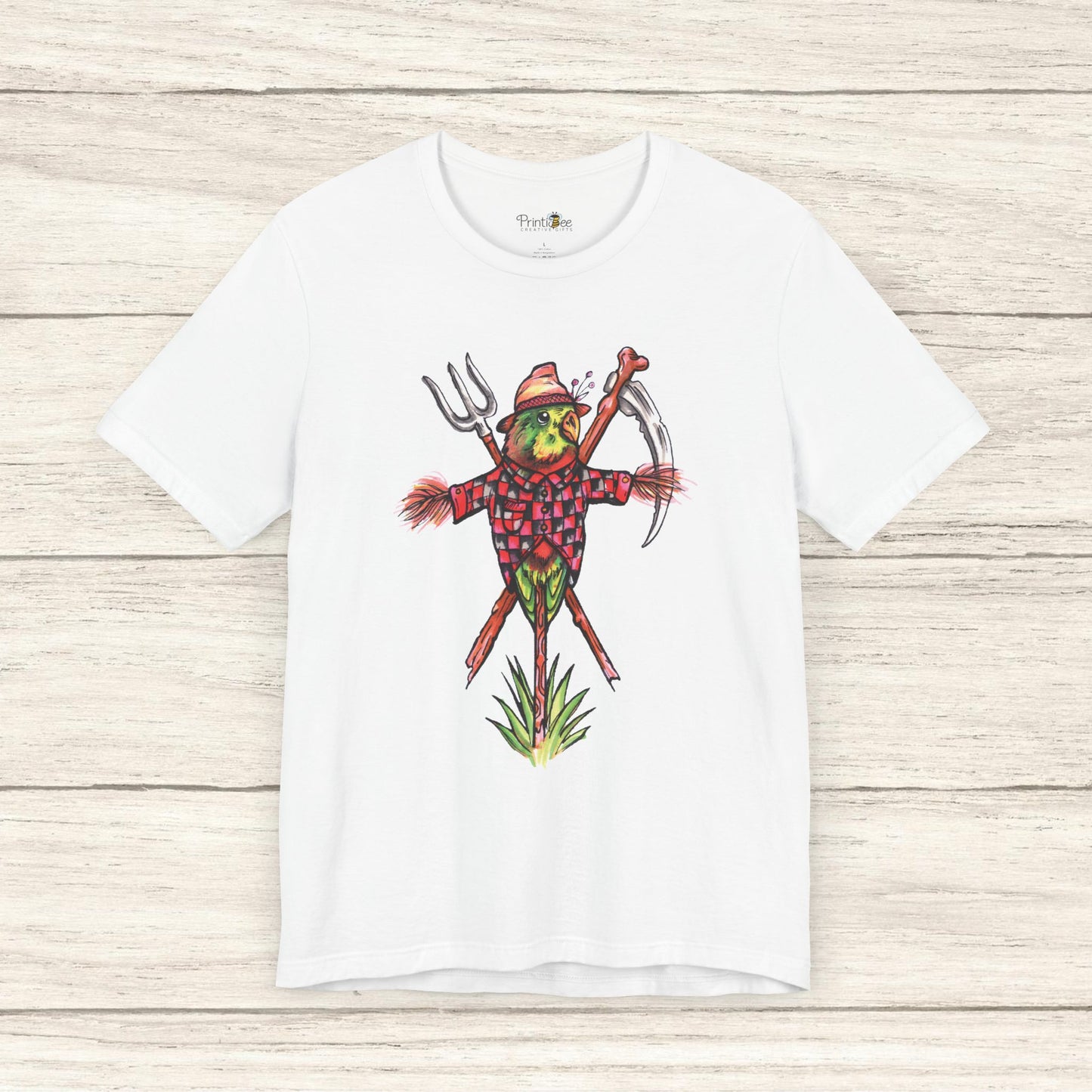 Scarecrow Lovebird, Hand-Drawn & Hand-Colored Tee