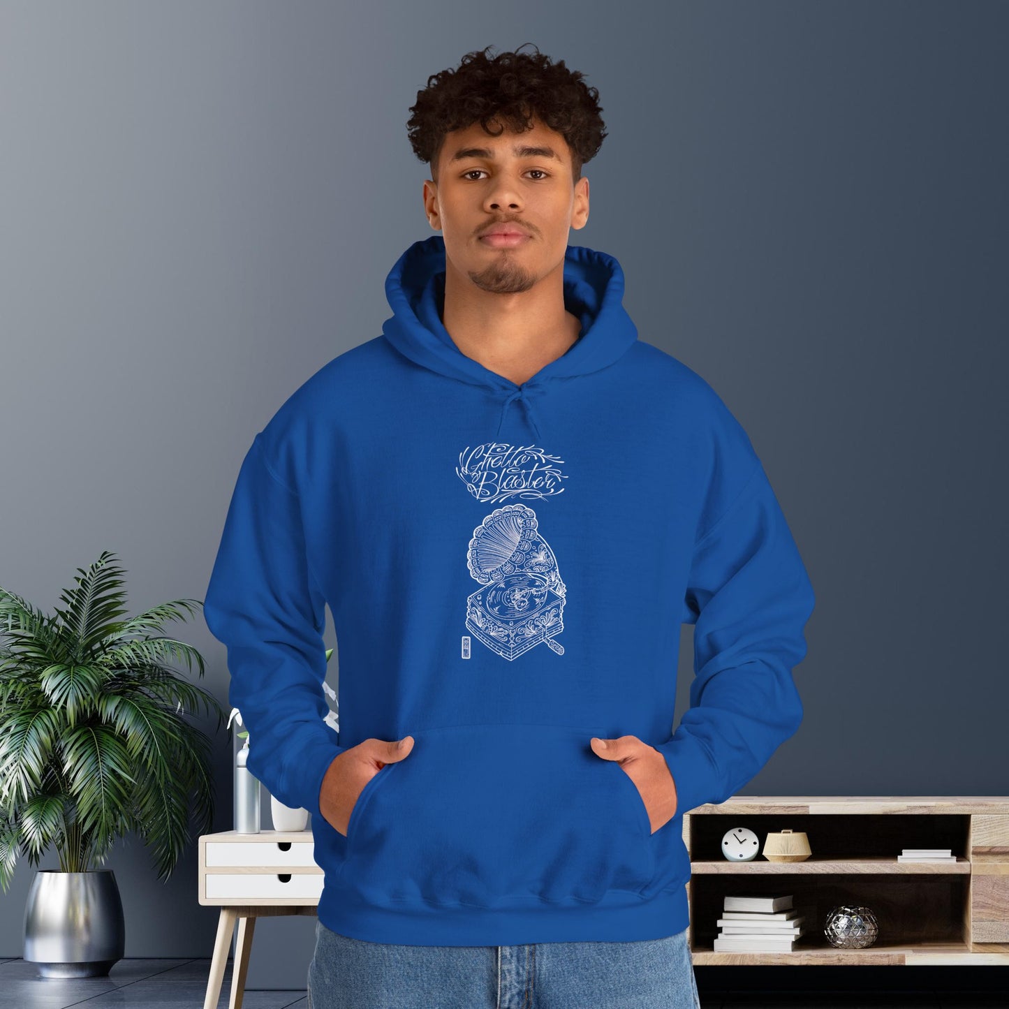Ghetto Blaster, sudadera con capucha de arte lineal