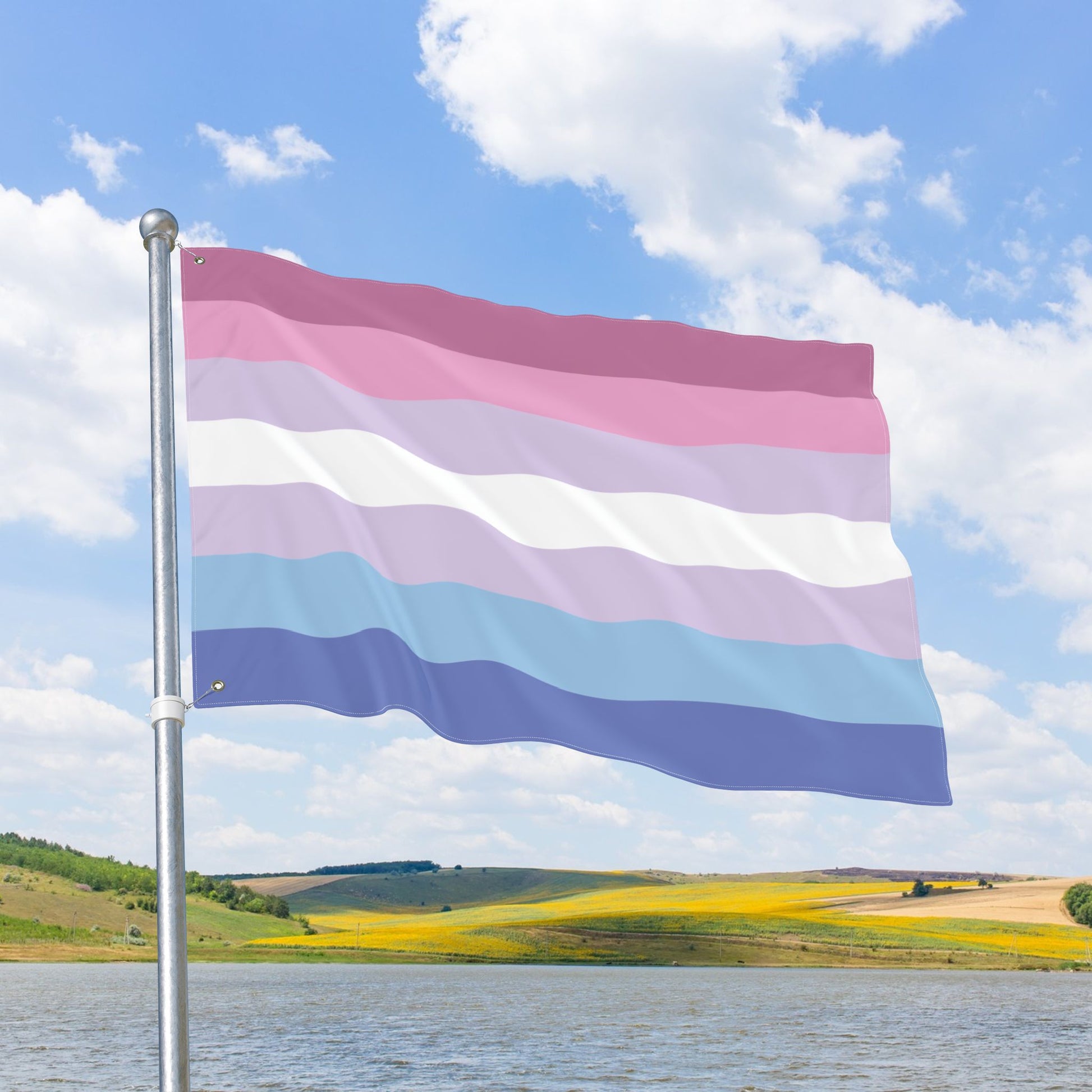 Bigender Purple Pride Flag with Grommets