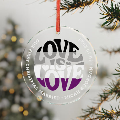 Custom Crystal Love is Love Asexual Pride 3" Circle Ornament