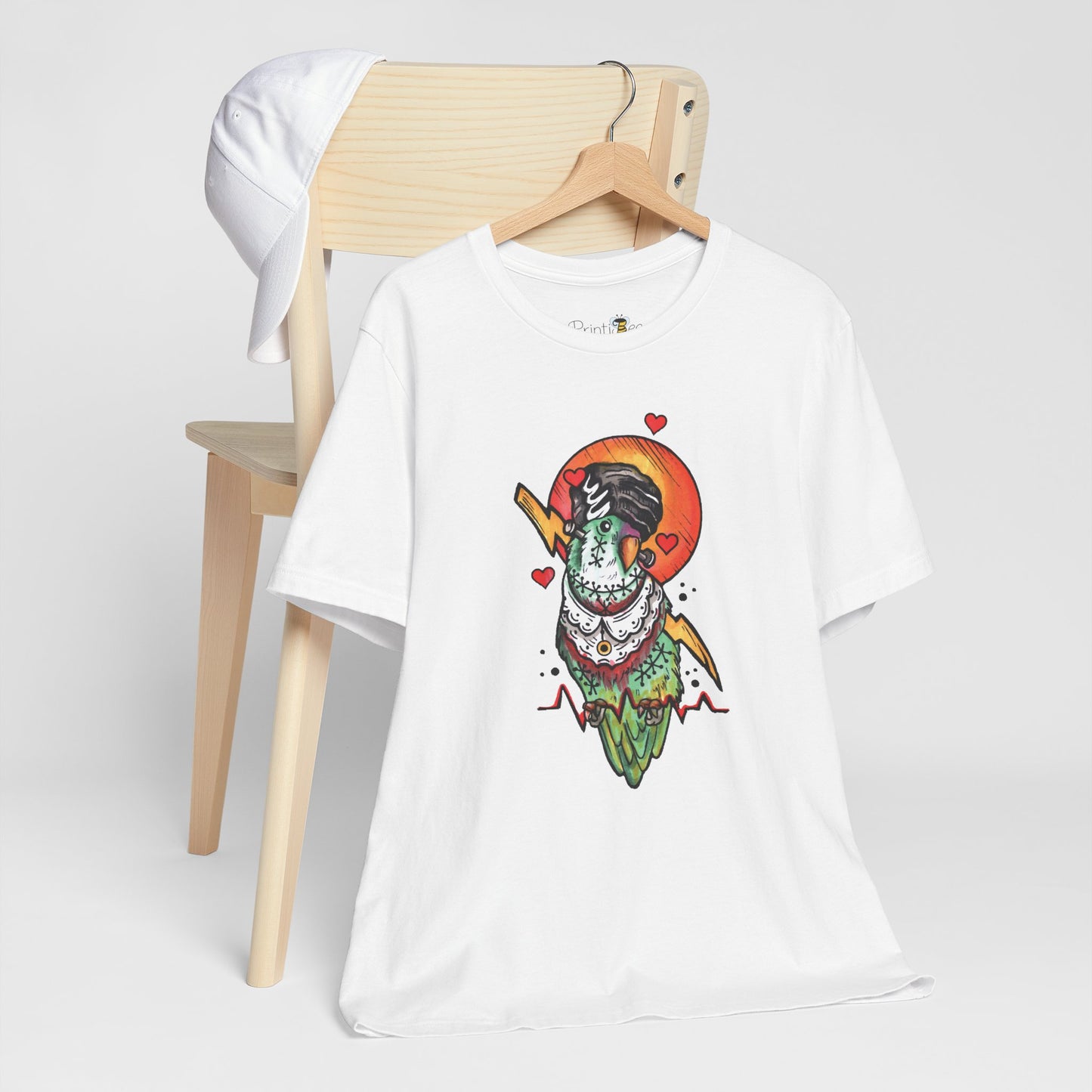 Bride of Frankenstein Lovebird, Hand-Drawn & Hand-Colored Tee