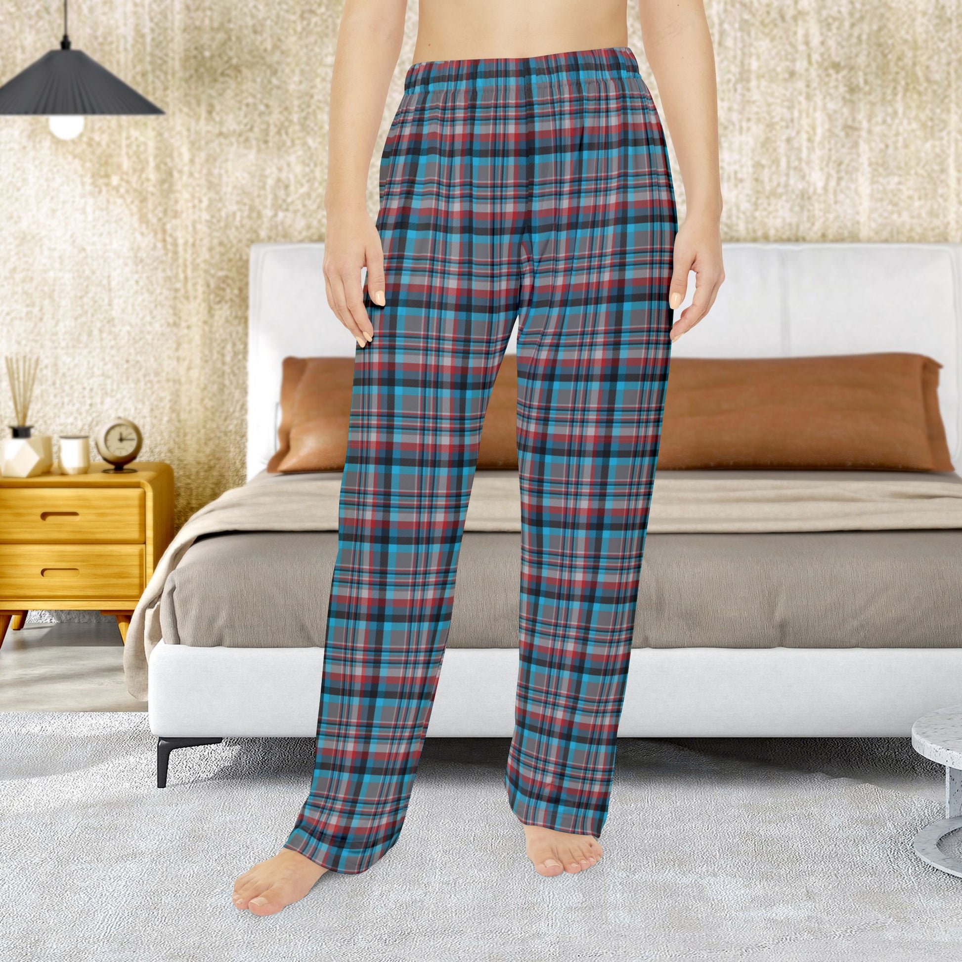 Women’s Grey, Blue & Red Orlando FL Plaid Pajama Pants