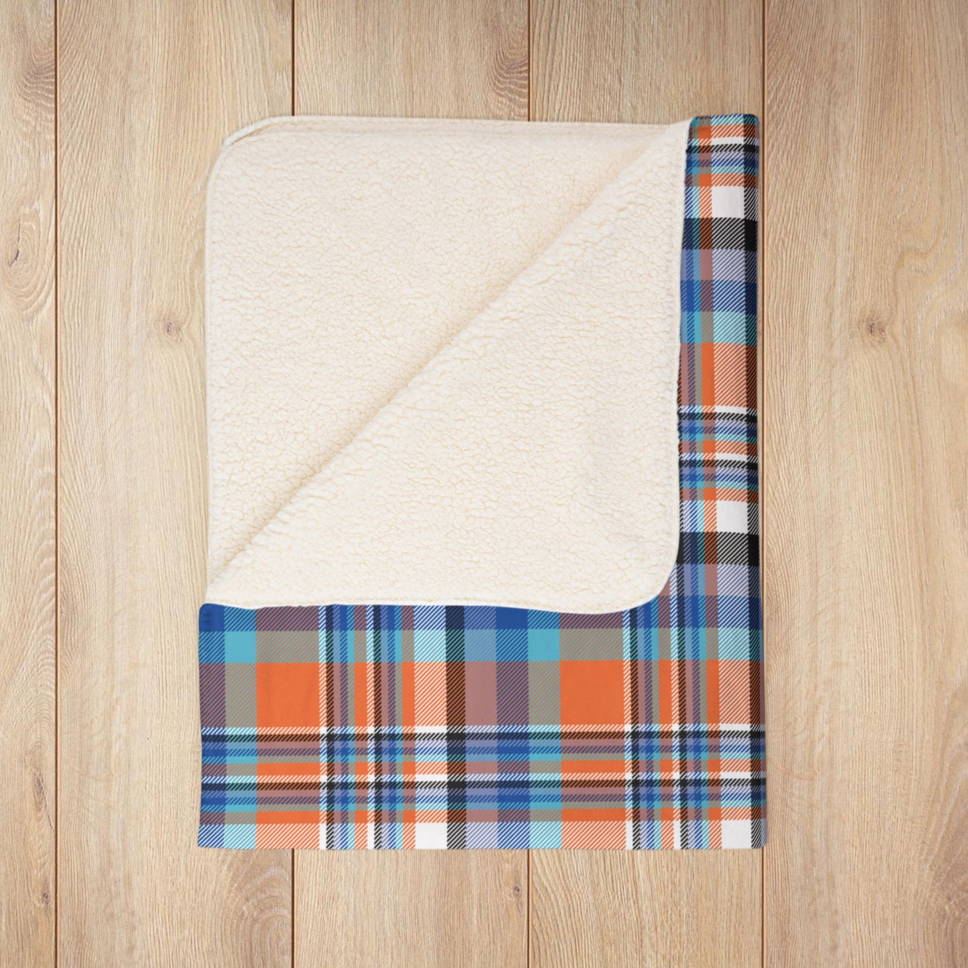 Orange & Blue Sandusky OH Plaid Fleece Sherpa Blanket
