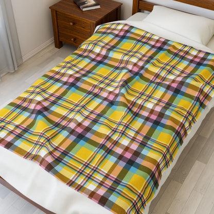 Intersex Progress Pride Plaid Velveteen Plush Blanket