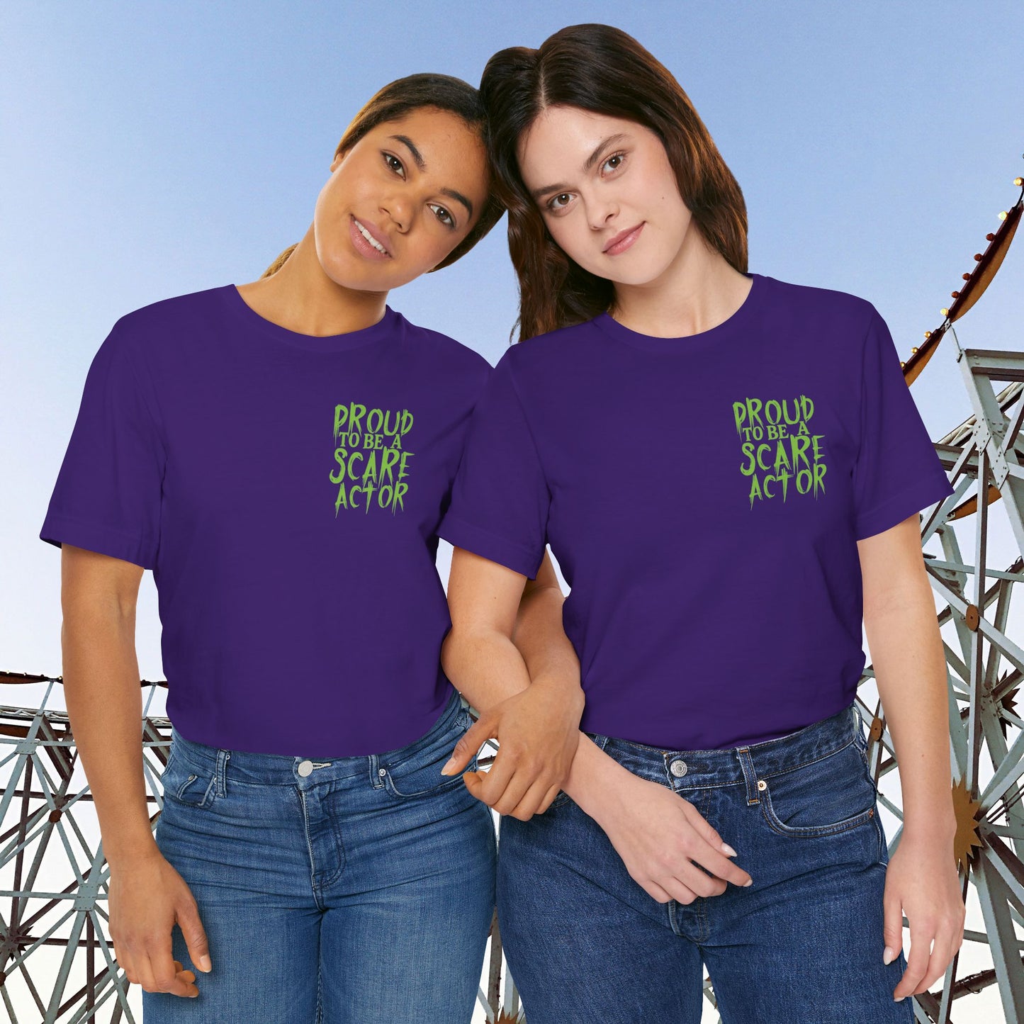 I Just Wanna Scare People & Ride Roller Coasters Tee / Proud Scare Actor (BACK graphic) • Irvine Ondrey Engineering