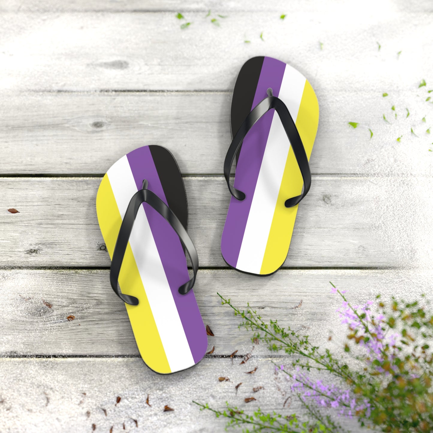 M Black sole Non-Binary Pride Flip Flops