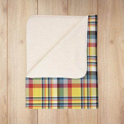 Yellow, Red & Teal Gurnee IL Plaid Fleece Sherpa Blanket