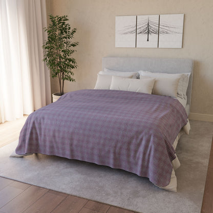 Pink & Slate Blue Gingham Fleece Sherpa Blanket