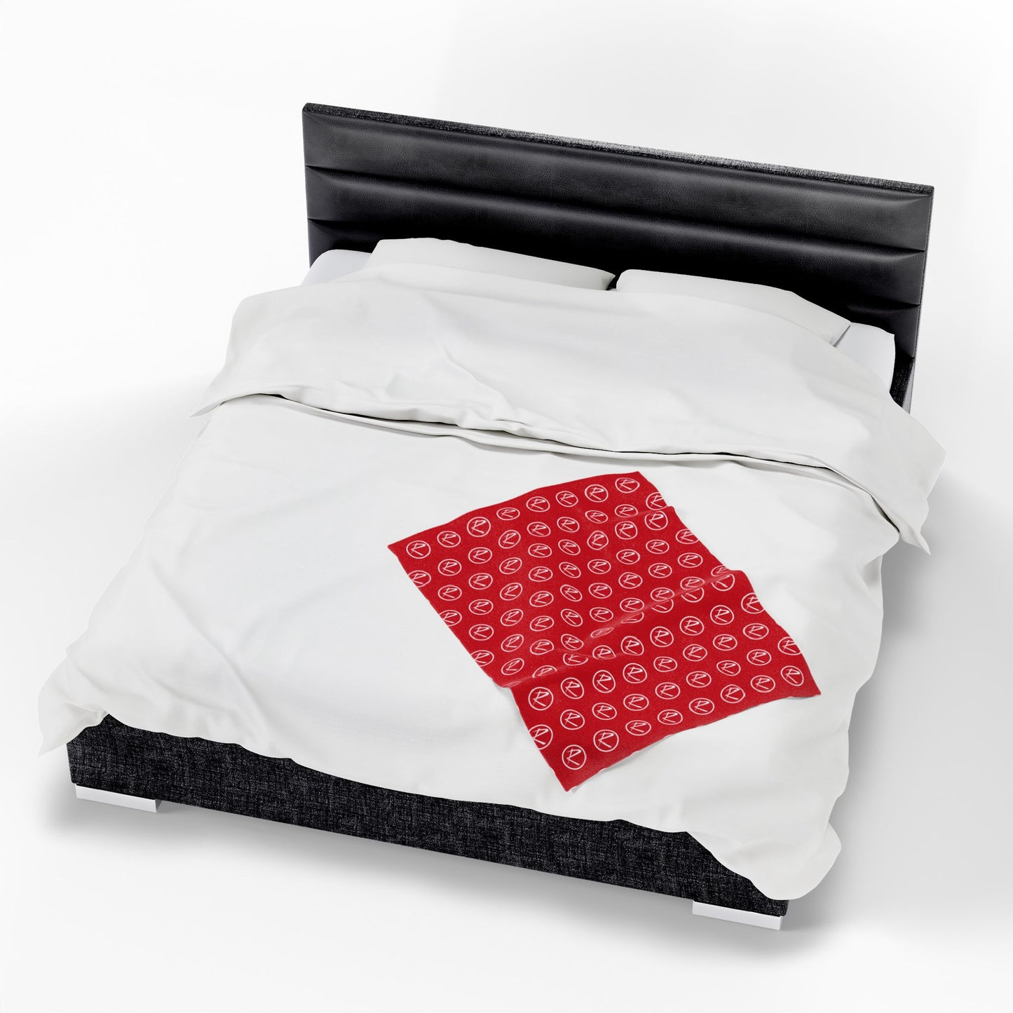 Velveteen Plush White Rambler Logo Red Blanket