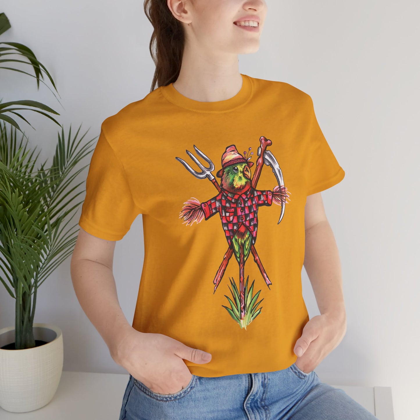 Scarecrow Lovebird, Hand-Drawn & Hand-Colored Tee