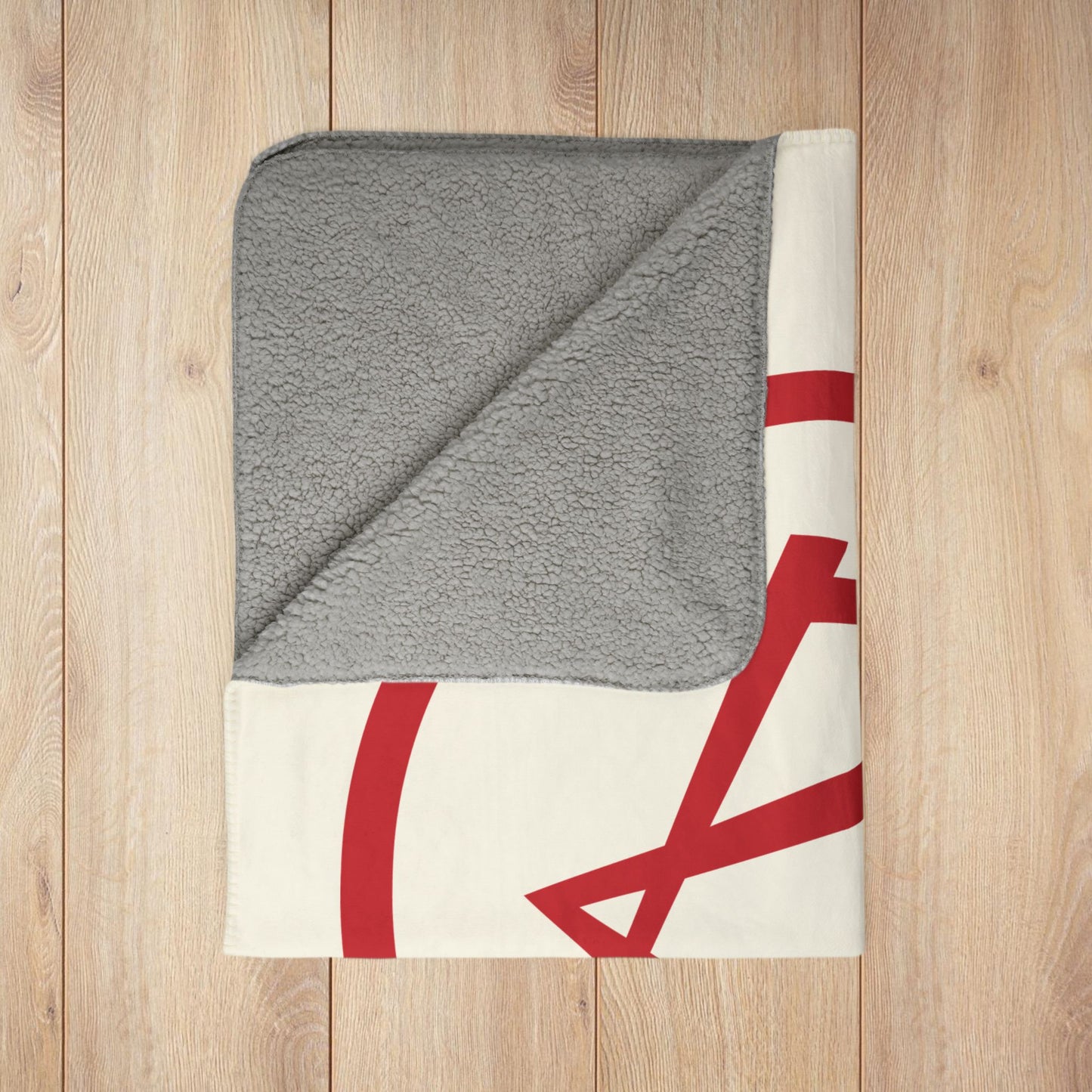 50" × 60" Grey Rambler Red Logo Cream Fleece Sherpa Blanket