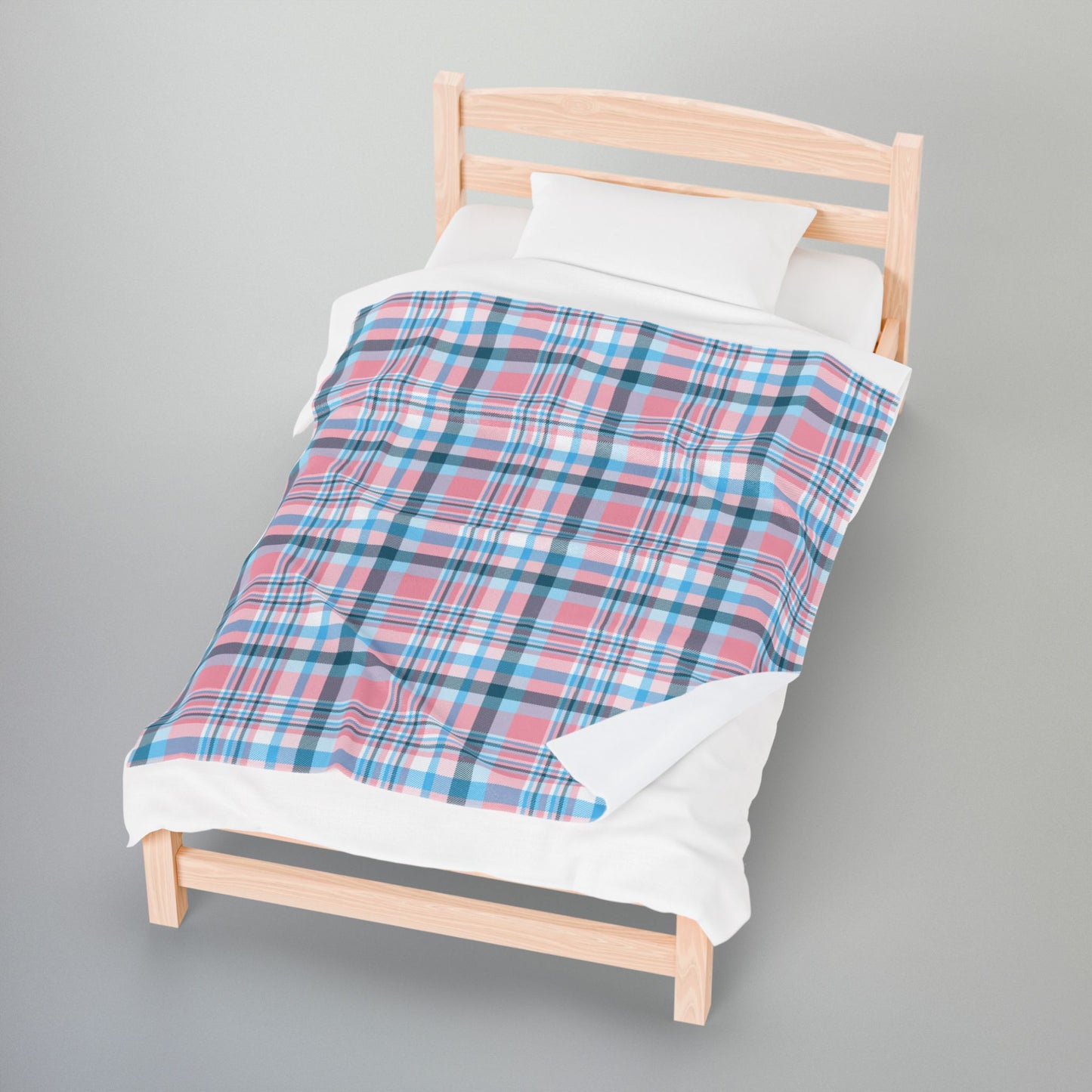 Transgender Pride Plaid Velveteen Plush Blanket