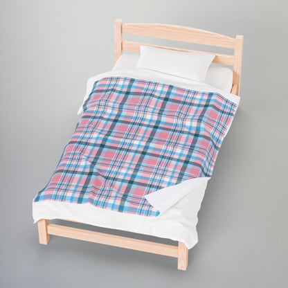 Transgender Pride Plaid Velveteen Plush Blanket