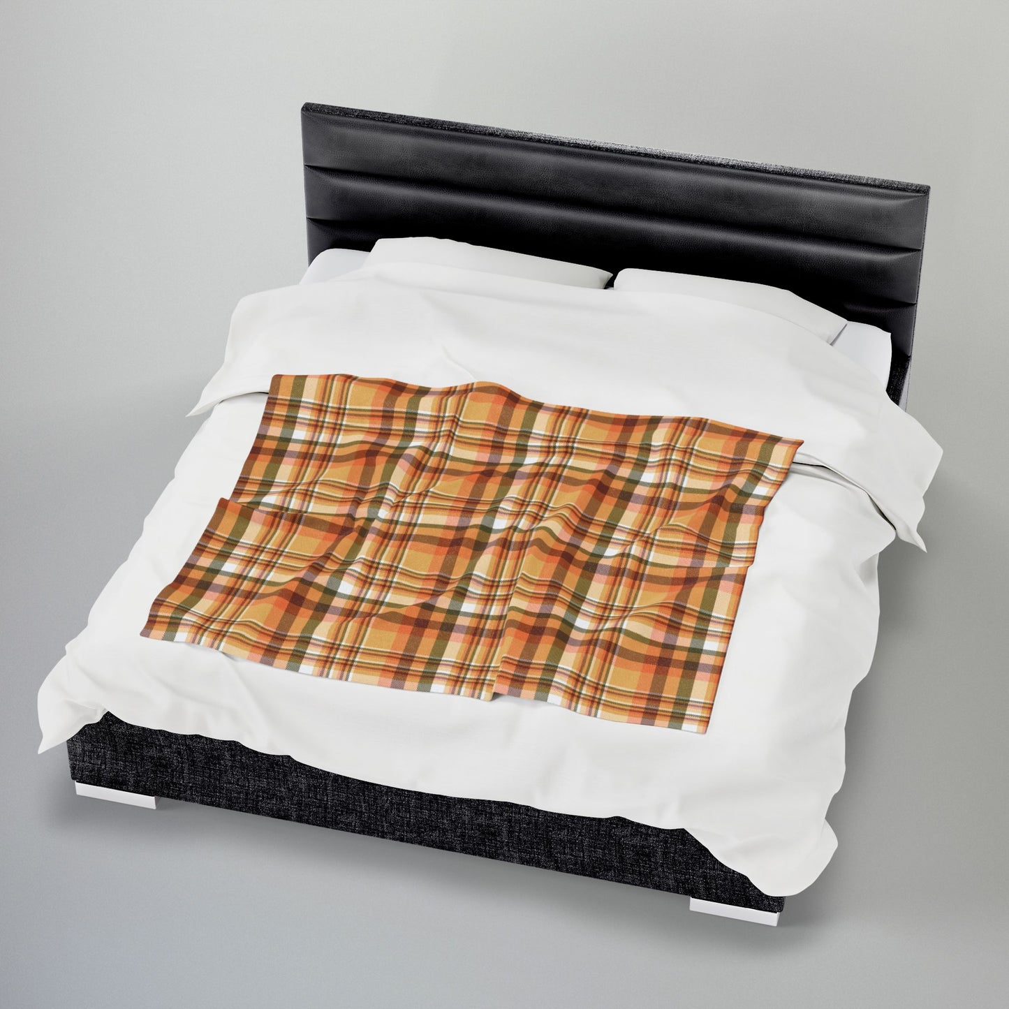 Autumn Tan Plaid Velveteen Plush Blanket