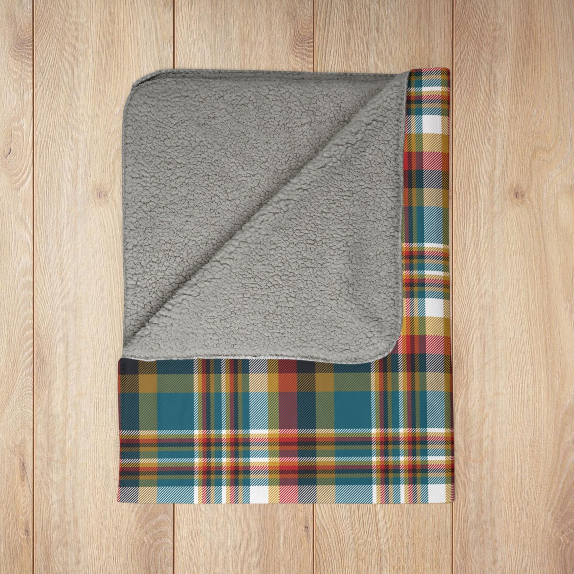 Christmas Teal & Black Jacksonville FL Plaid Fleece Sherpa Blanket