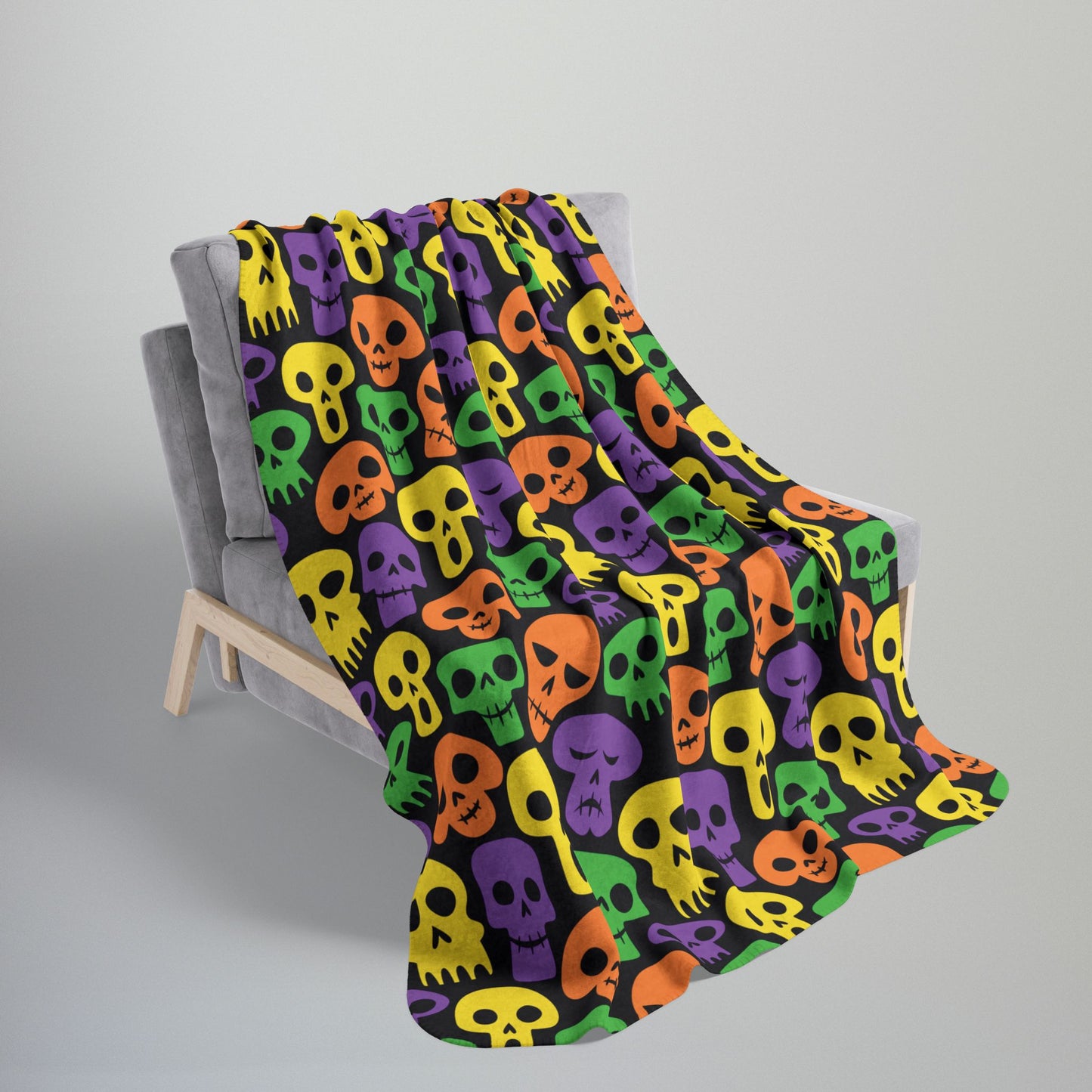 Halloween Skulls Fleece Sherpa Blanket