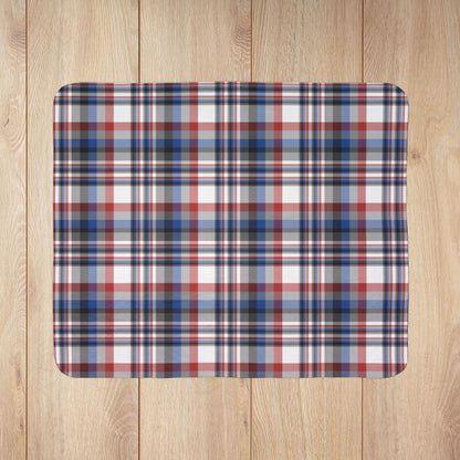 White, Grey, Red & Blue Gurnee IL Plaid Fleece Sherpa Blanket