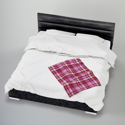 Lesbian Pink Pride Plaid Velveteen Plush Blanket