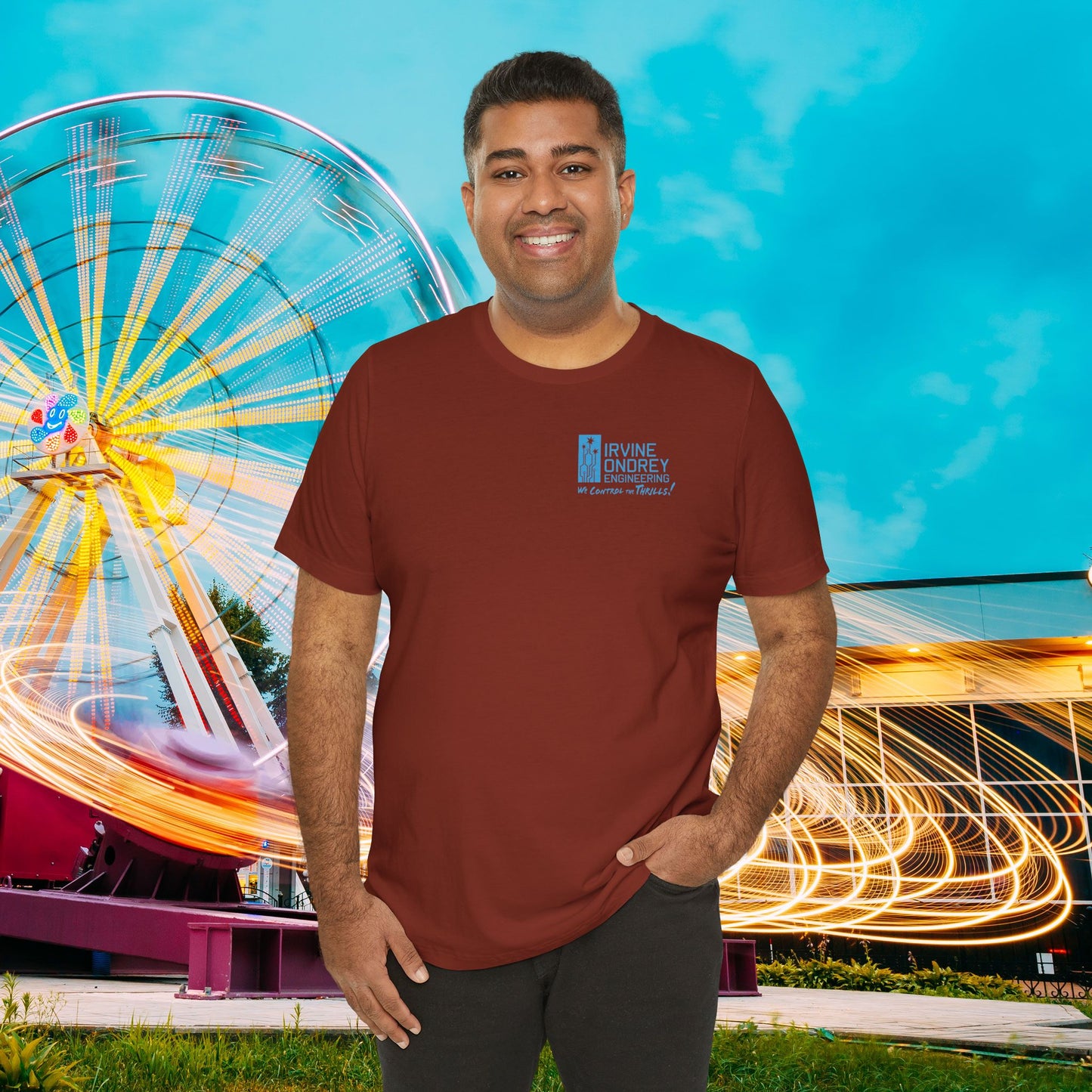 I Just Wanna Hang Out with My Dog & Ride Roller Coasters Tee (BACK graphic) • Irvine Ondrey Engineering