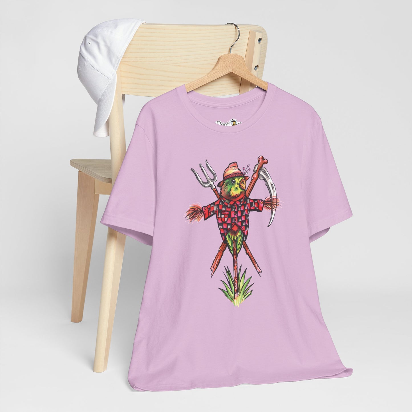 Scarecrow Lovebird, Hand-Drawn & Hand-Colored Tee