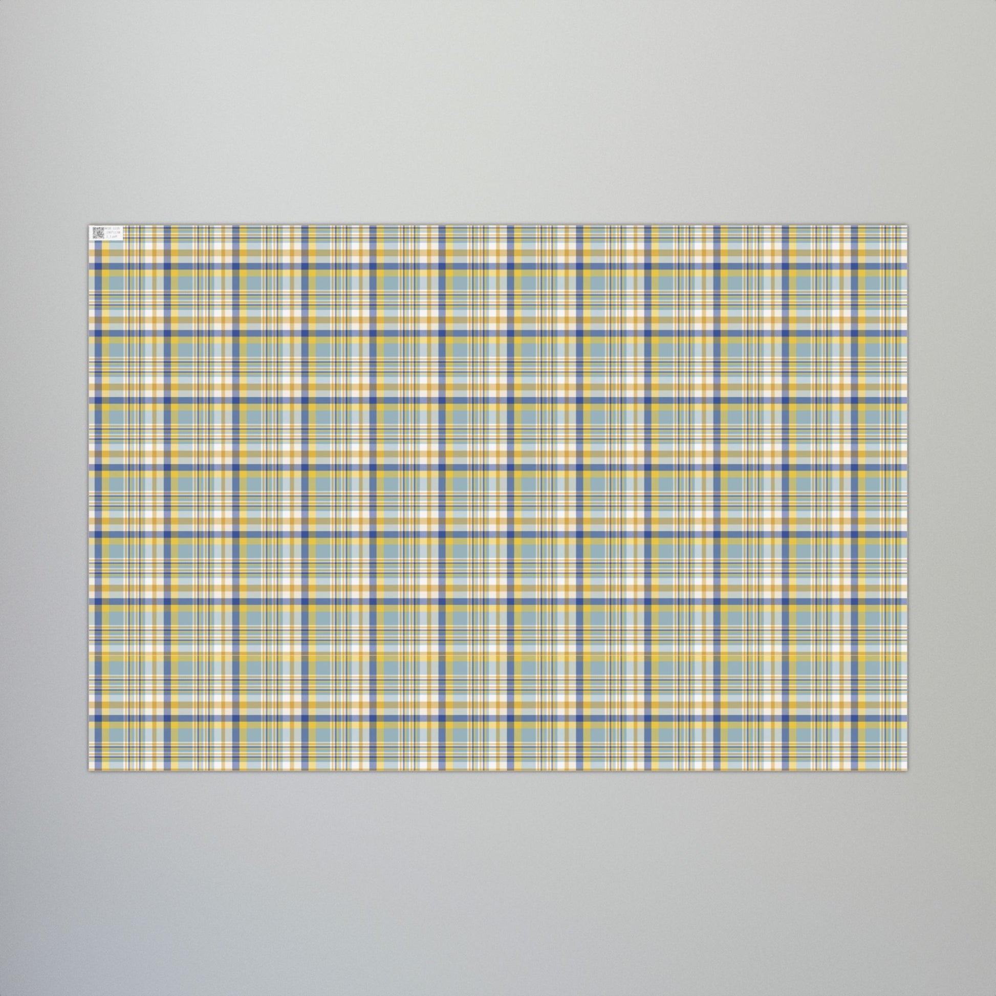 29'' x 20" Matte Hannukah Blues, White & Gold Plaid Gift Wrapping Paper Roll